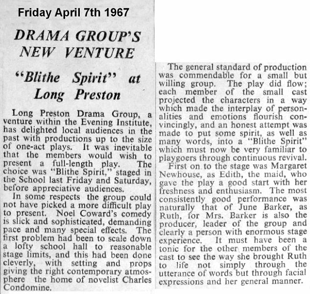 Blithe Spirit a - Apr 1967.JPG - Long Preston Drama Group - Blithe Spirit - Apr 1967  - Review page 1